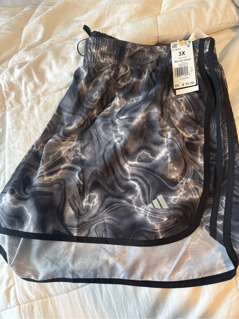 adidas Men’s Black and Gray Marble Athletic Shorts